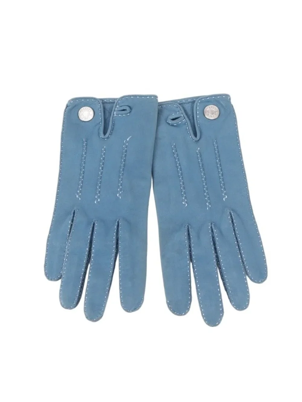 Hermes Series Lambskin Leather Gloves 6.5 Blue